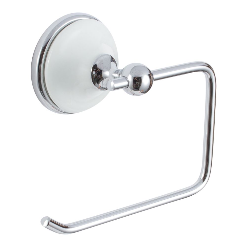 Sure-Loc Hardware BT-PH1 26W Brighton Single Post Paper Holder in Polished Chrome with White Porcelain